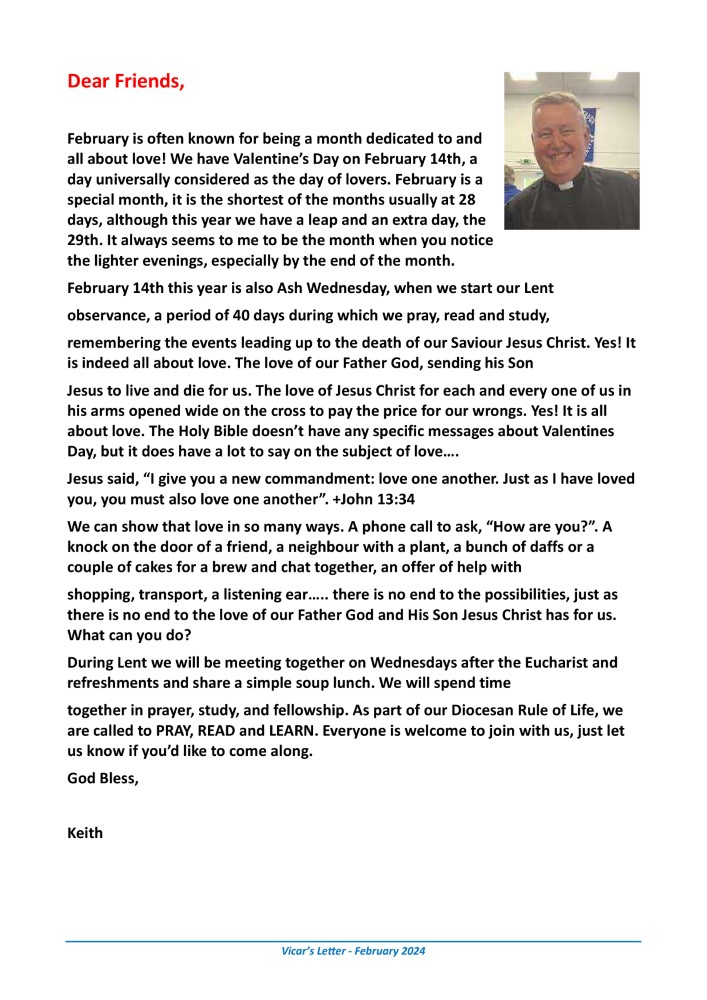 Vicar's Letter - February 2024